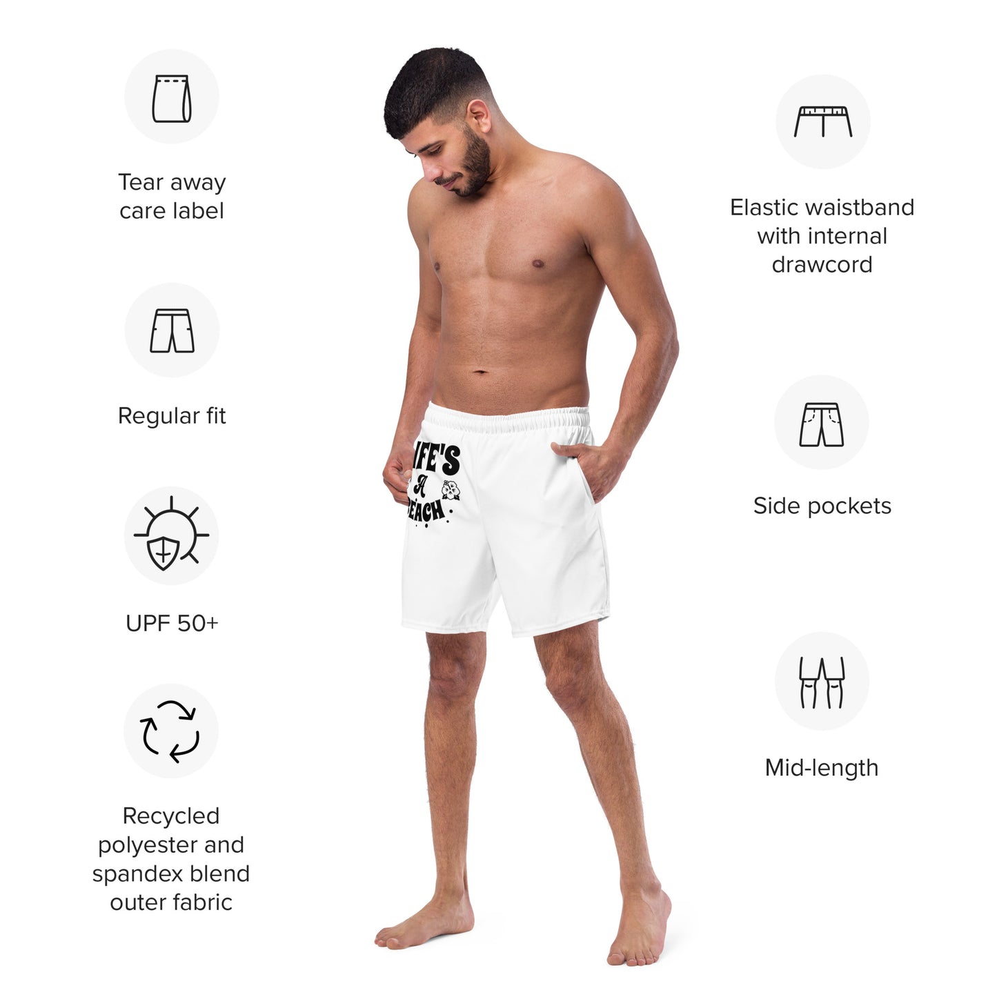 "Life's a beach" Men's swim trunks