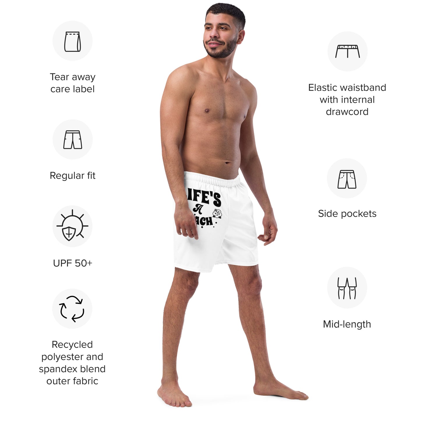"Life's a beach" Men's swim trunks