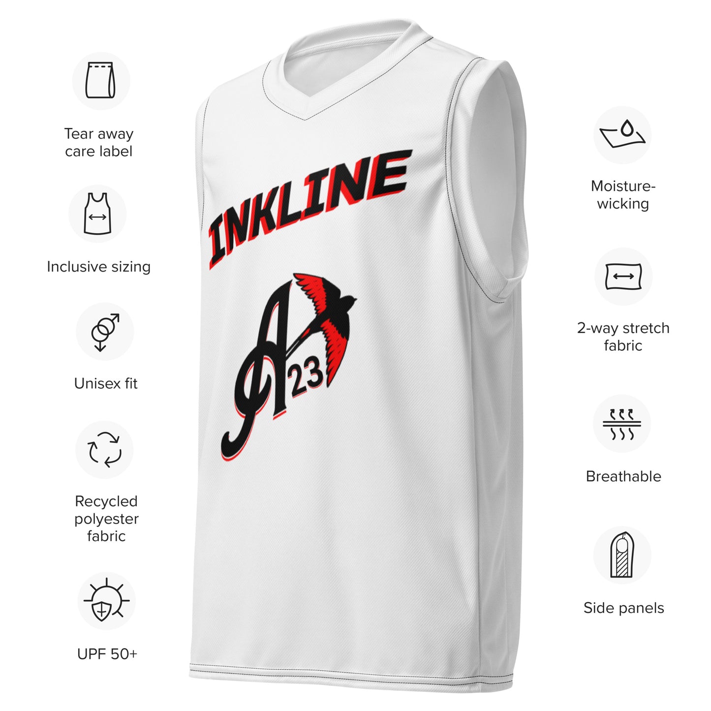 Austin's inkline: "INKLINE" Recycled unisex basketball jersey