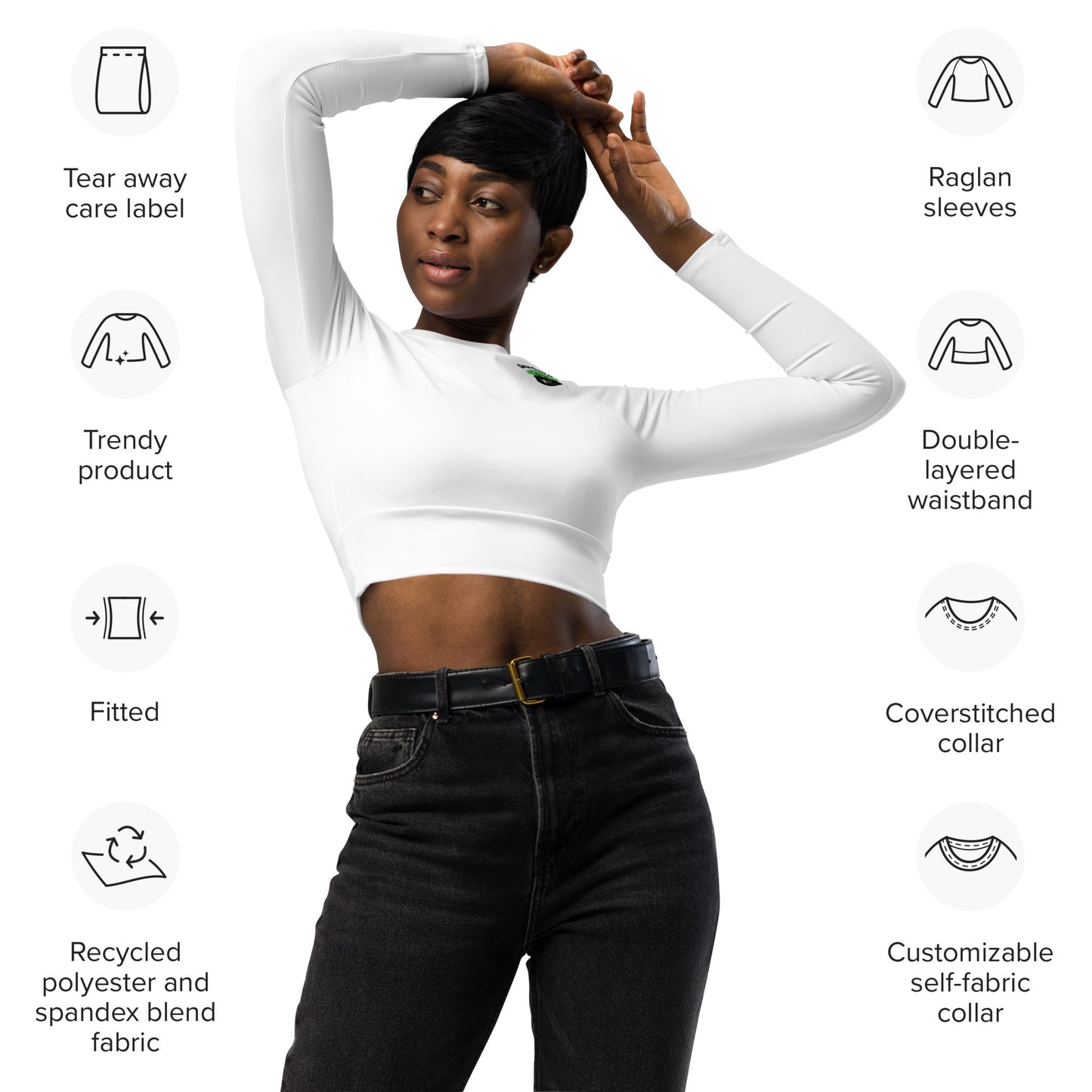 "Green Guard Gear" Recycled long-sleeve crop top